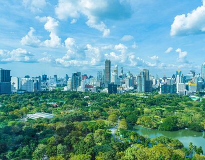 Beautiful landscape of cityscape with city building around lumpi