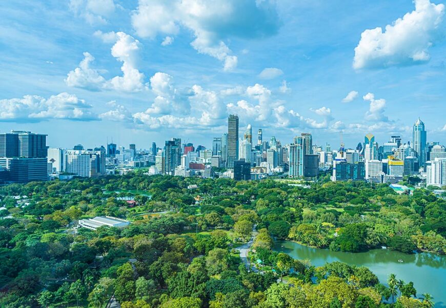 Beautiful landscape of cityscape with city building around lumpi
