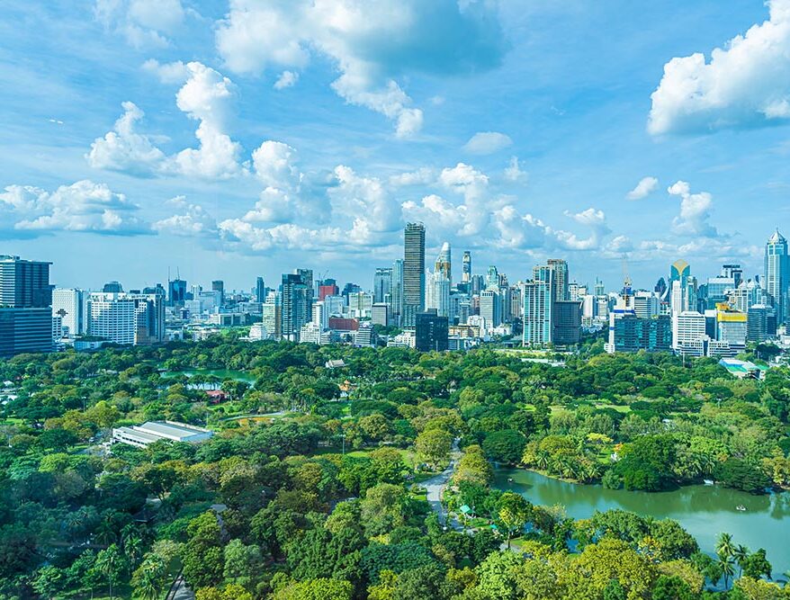 Beautiful landscape of cityscape with city building around lumpi
