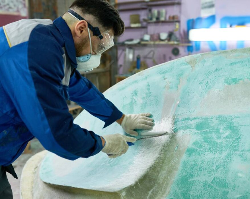 Man Doing Boat Repairs