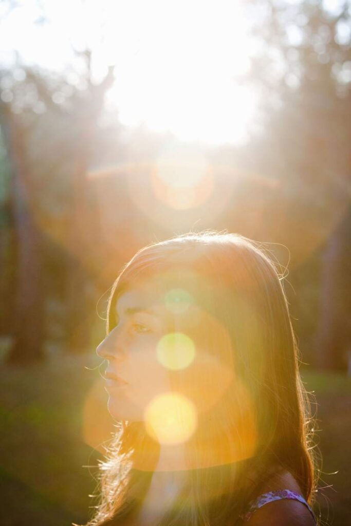 Teen in sunset