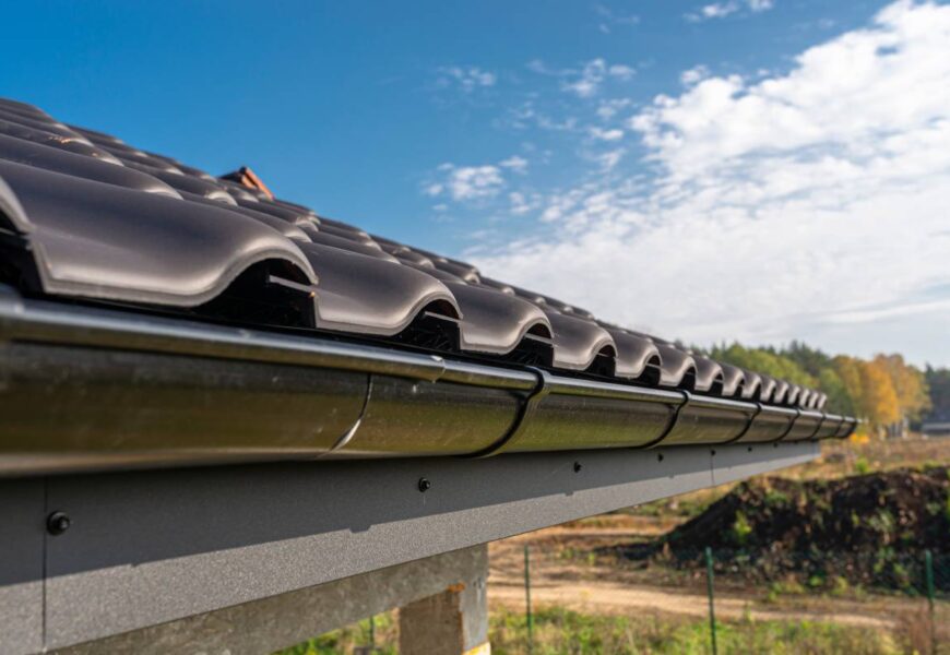 a metal black gutter on a roof covered with ceram 2023 11 27 05 16 19 utc (1)