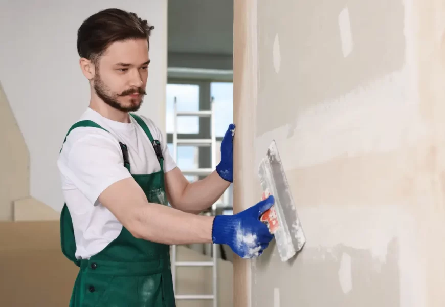 plasterer applying finish coat to wall Sydney
